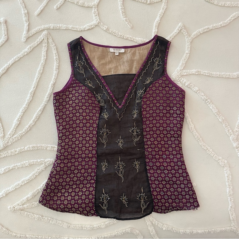 Embroidered Purple and Black Women's Top